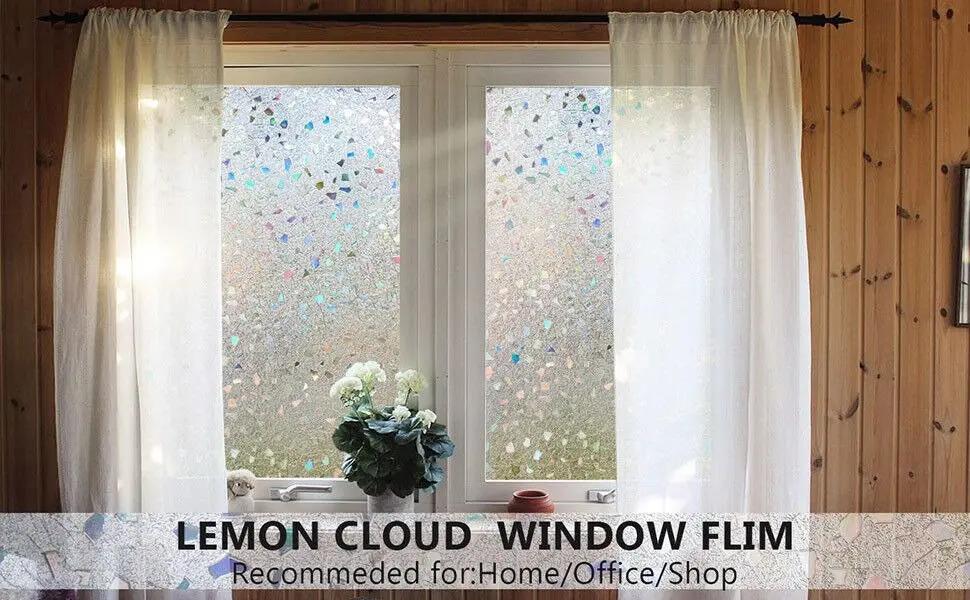Rainbow Decorative Window Privacy Film, Non Sticky Static Cling Adhesive, Glass Sticker for Anti UV Heat Control Decal - IconiQa
