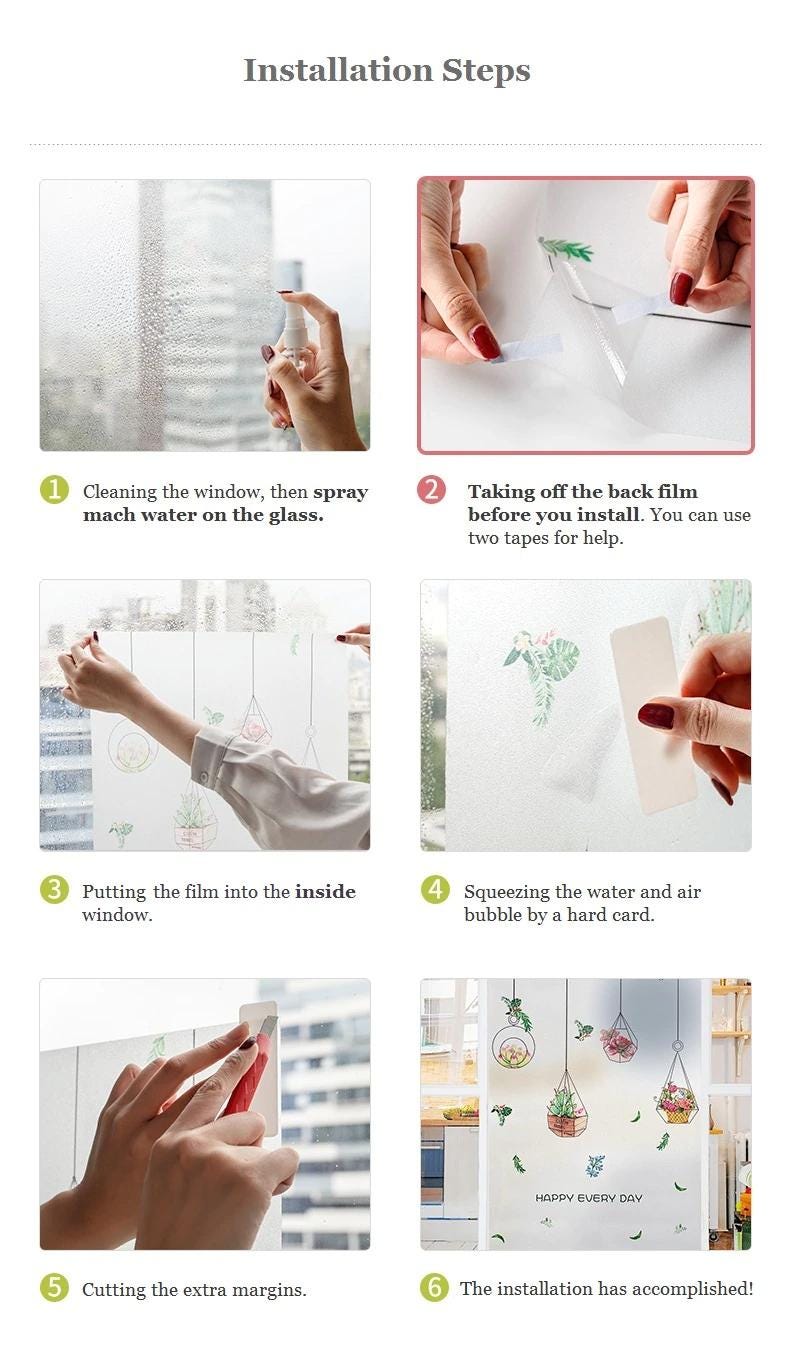 Rainbow Decorative Window Privacy Film, Non Sticky Static Cling Adhesive, Glass Sticker for Anti UV Heat Control Decal