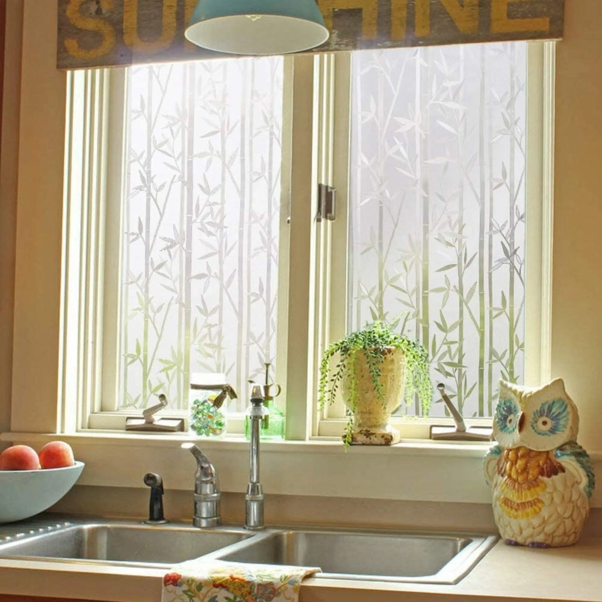 Bamboo Leaves Privacy Window Film, Static Cling, Self Adhesive Window Vinyl, Stained Glass Privacy Sticker, Decorative Frosted Decal - IconiQa