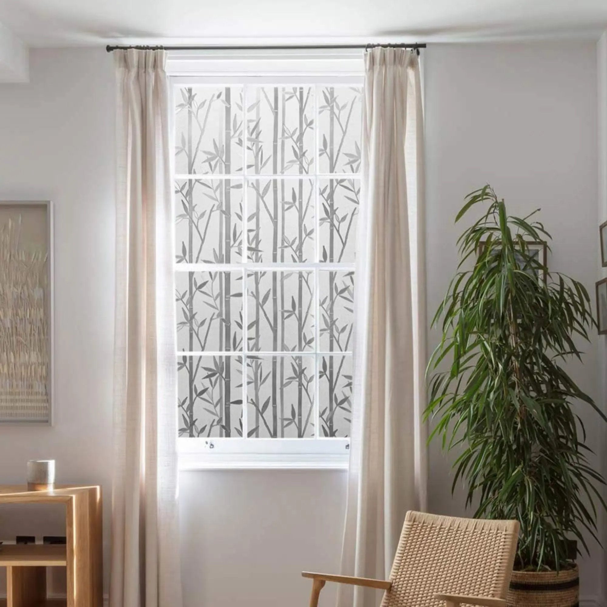 Bamboo Leaves Privacy Window Film, Static Cling, Self Adhesive Window Vinyl, Stained Glass Privacy Sticker, Decorative Frosted Decal - IconiQa