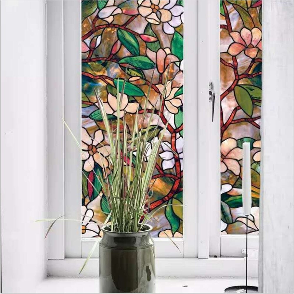 Modern Decorative Window Privacy Film, Non Sticky Static Cling Adhesive, Glass Sticker for Anti UV Heat Control Decal