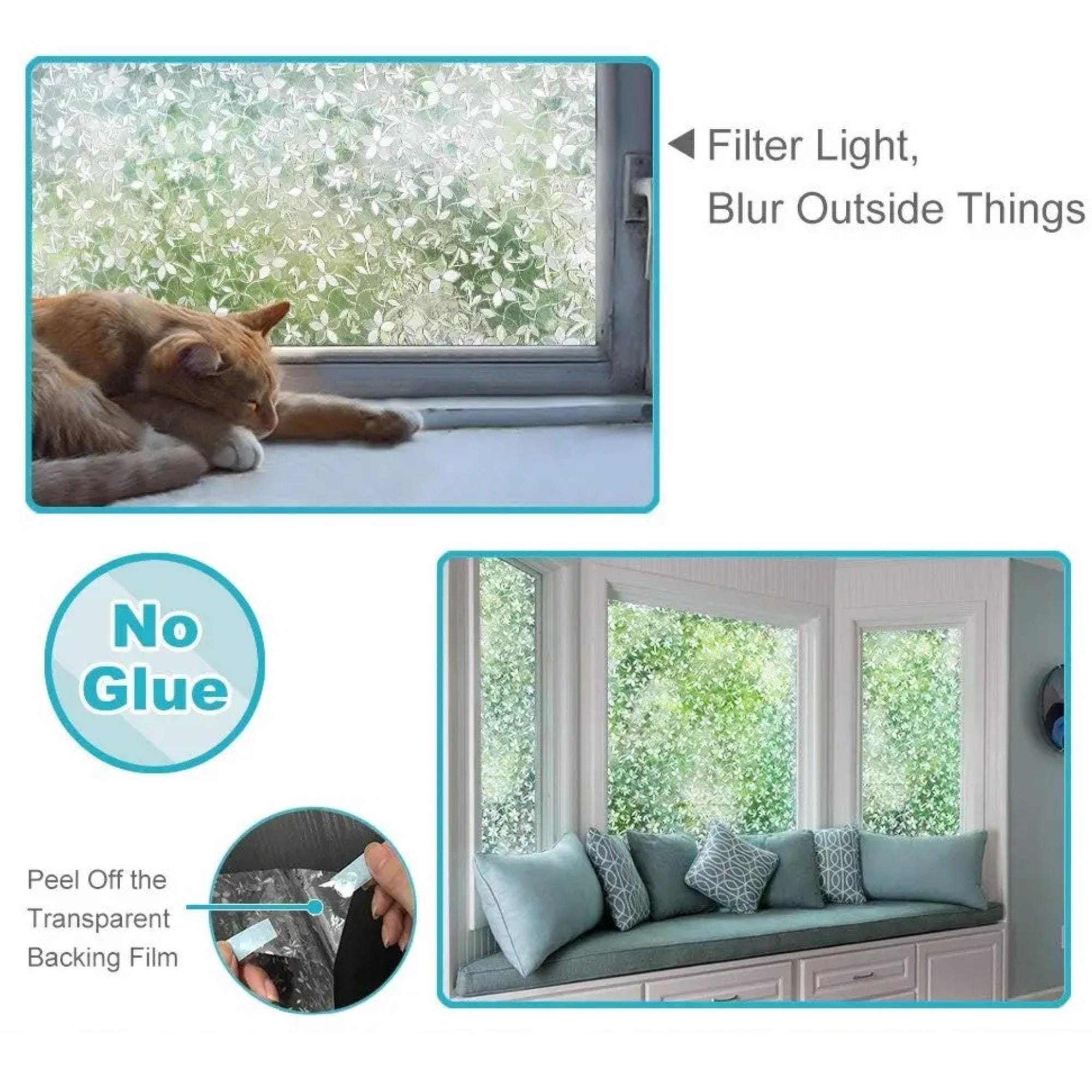 Rainbow Decorative Window Privacy Film – Static Cling, Non-Adhesive Glass Sticker for UV & Heat Control, Removable Stained Glass Decal