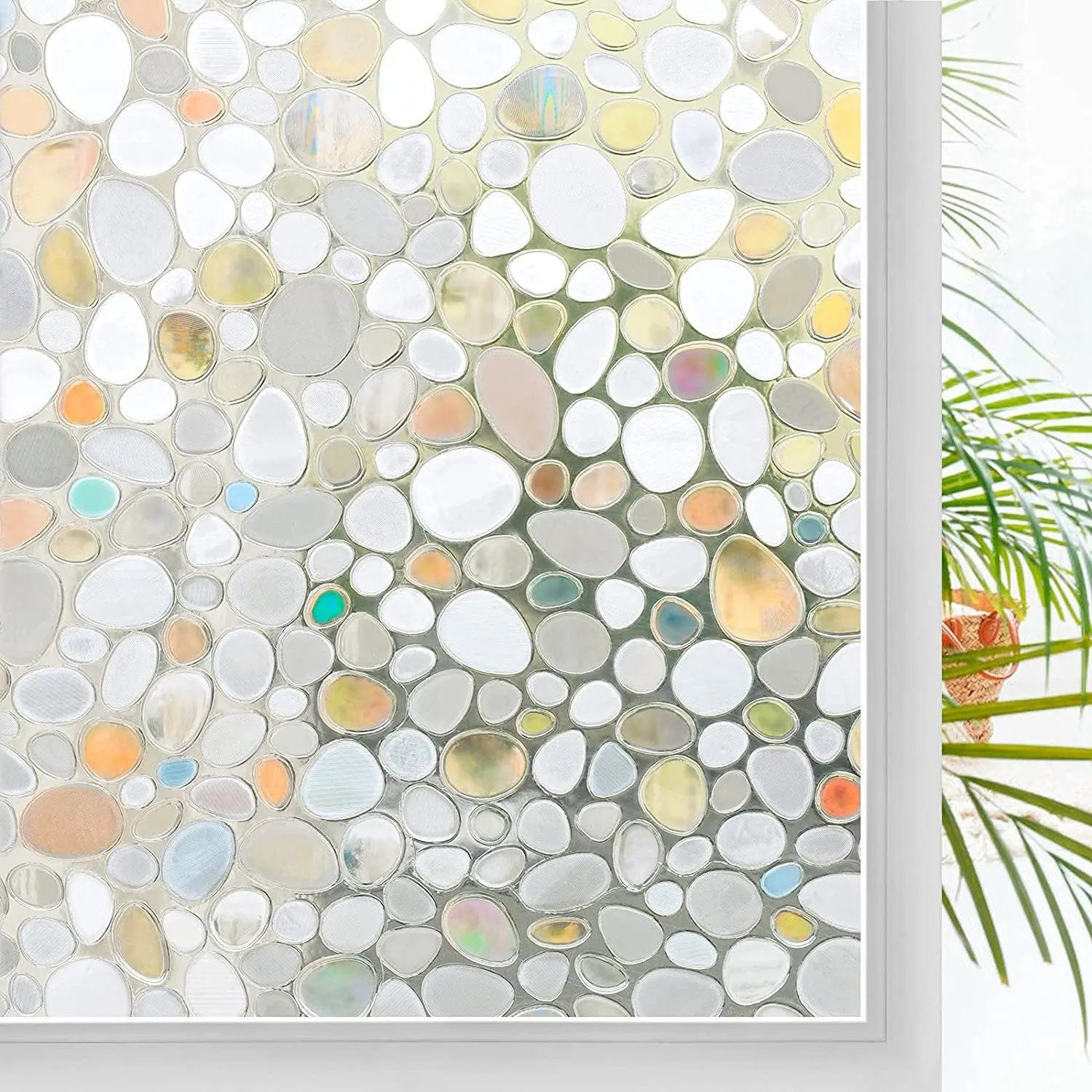 Rainbow Decorative Window Privacy Film, Non Sticky Static Cling Adhesive, Glass Sticker for Anti UV Heat Control Decal - IconiQa