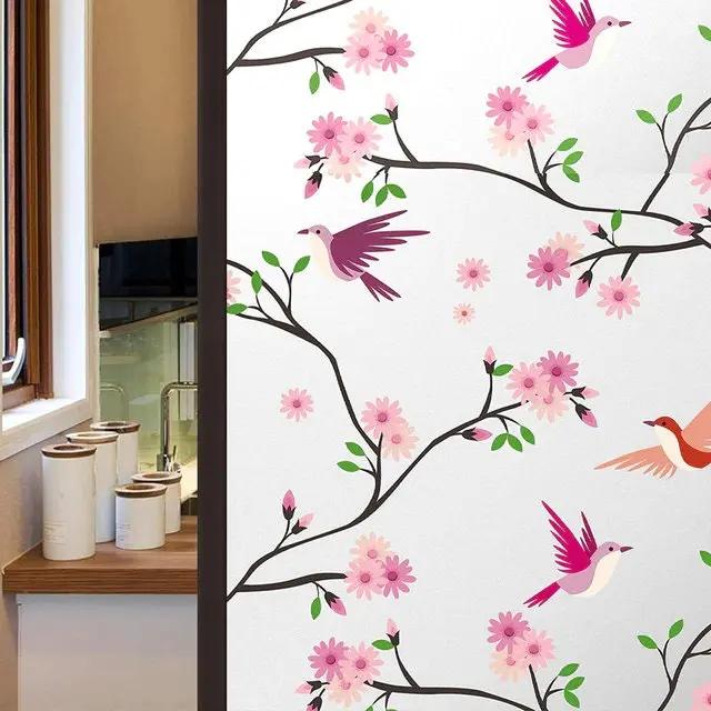 Privacy Window Film Opaque Non-Adhesive Bird Decals Decorative Glass Covering Static Cling Tint Frosted Window Stickers for Home Office - IconiQa