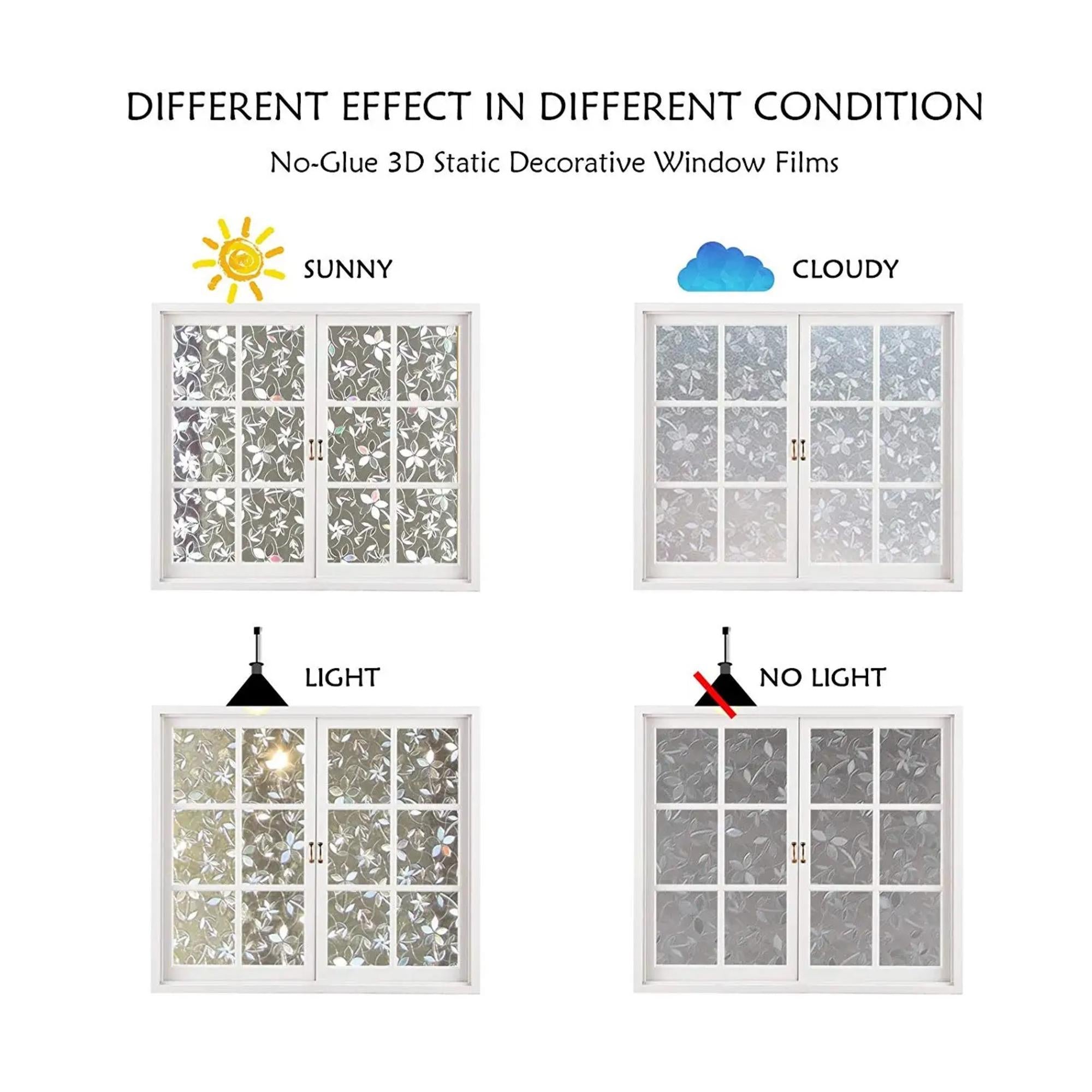 Rainbow Decorative Window Privacy Film – Static Cling, Non-Adhesive Glass Sticker for UV & Heat Control, Removable Stained Glass Decal