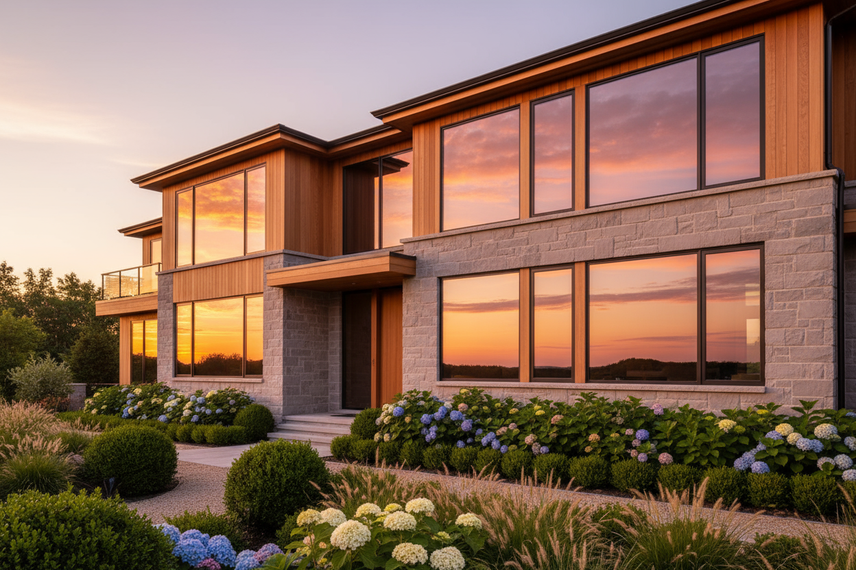 Reflective one way window film on home glass windows providing daytime privacy and UV protection — IconiQa collection.