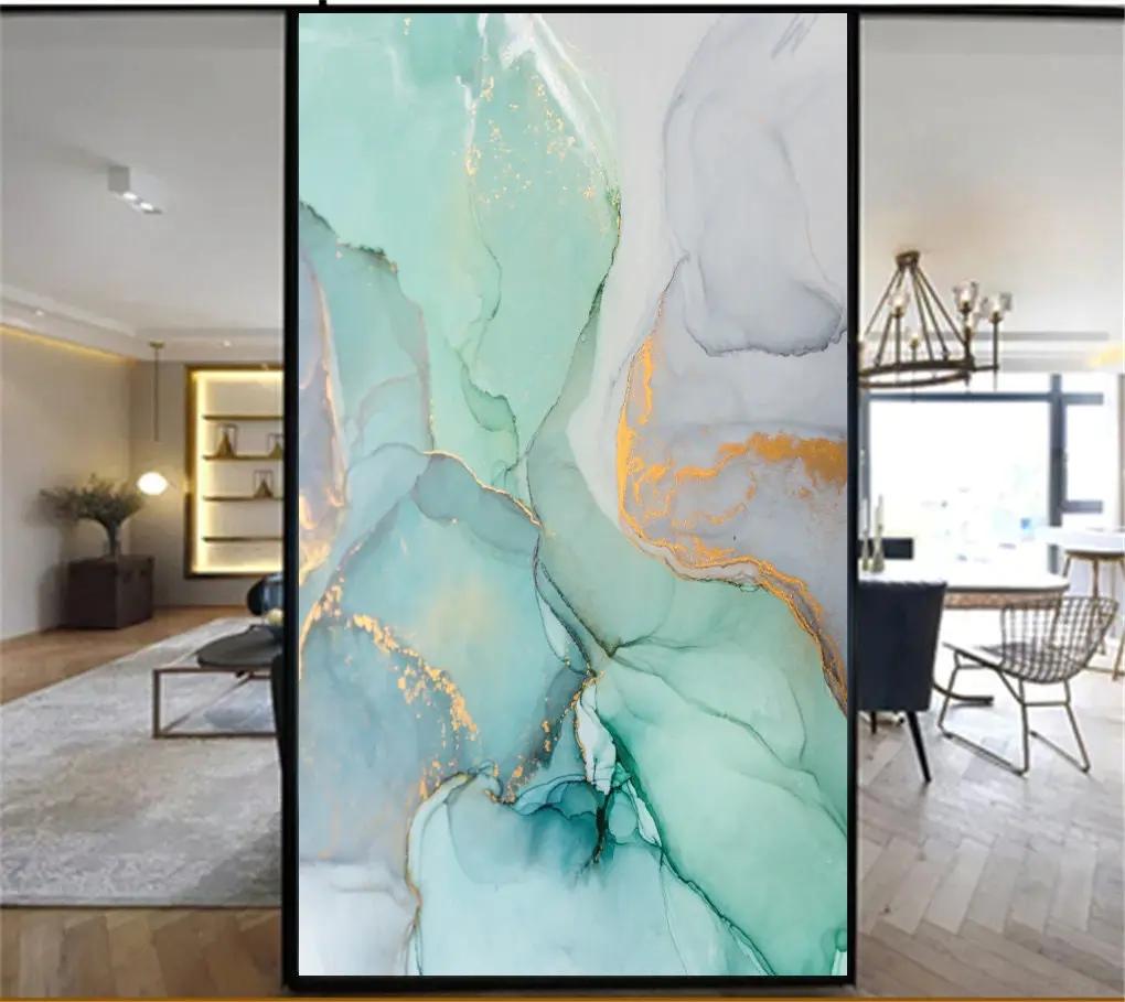 Privacy Window Film | Decorative Marble Style Stained Glass Window Sticker | No Glue Static Cling | Frosted Window Vinyl Tint - IconiQa