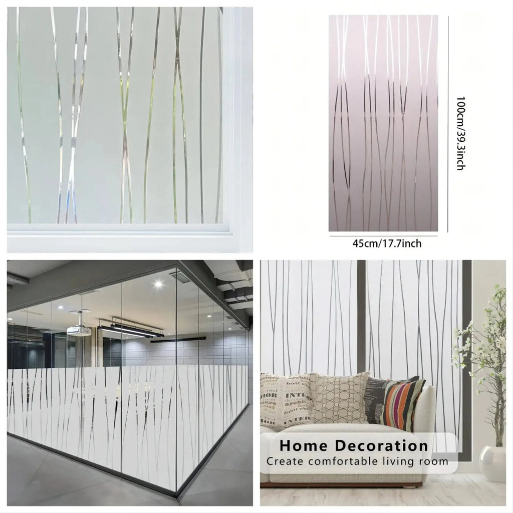 3D Glass Privacy Window Film, Decorative Frosted Window Vinyl for Office & Home, Self Adhesive Non Sticky Glass Stickers - IconiQa