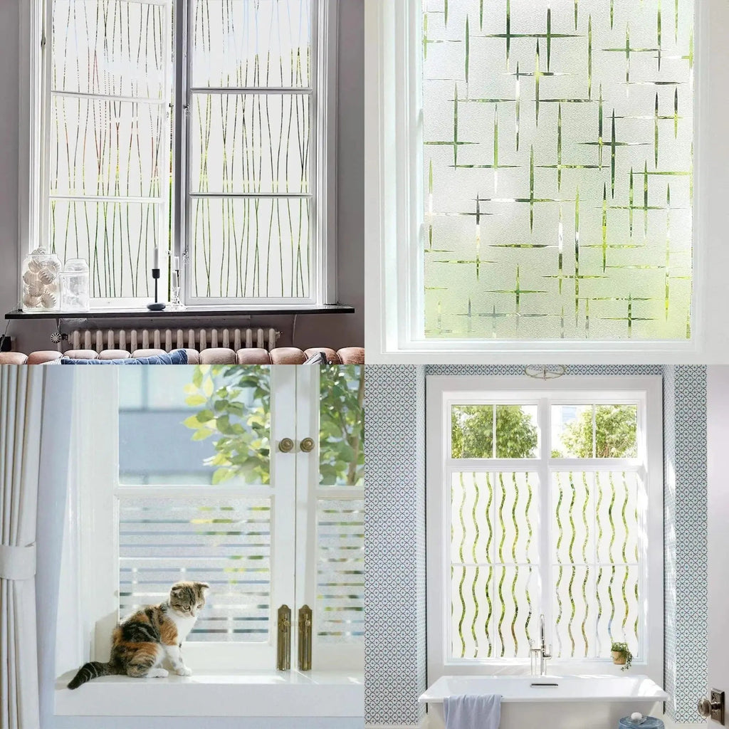 3D Glass Privacy Window Film, Decorative Frosted Window Vinyl for Office & Home, Self Adhesive Non Sticky Glass Stickers - IconiQa