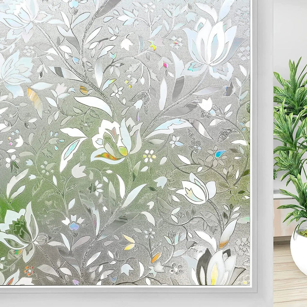 Rainbow Decorative Window Privacy Film, Non Sticky Static Cling Adhesive, Glass Sticker for Anti UV Heat Control Decal - IconiQa
