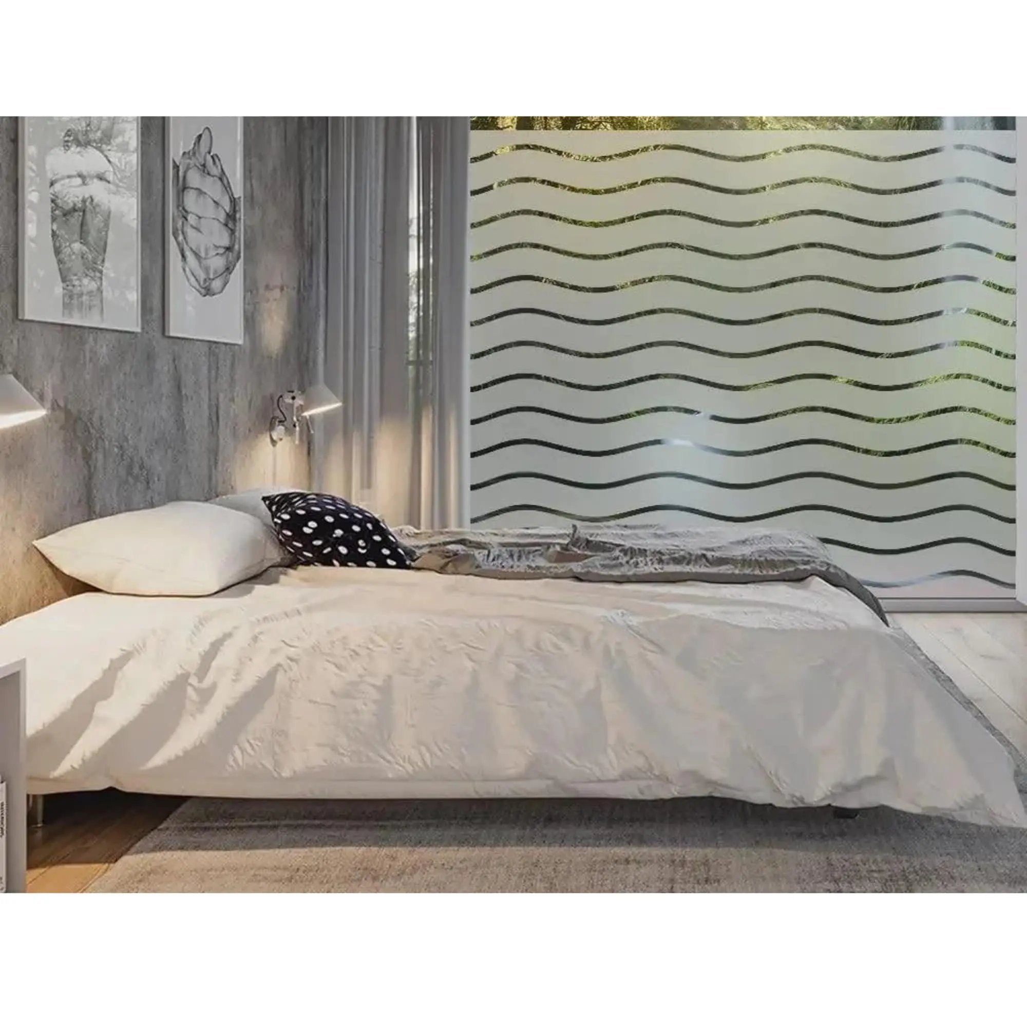 3D Glass Privacy Window Film, Decorative Frosted Window Vinyl for Office & Home, Self Adhesive Non Sticky Glass Stickers - IconiQa