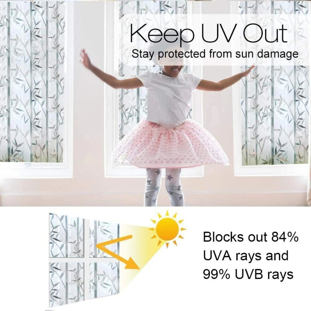 Bamboo Leaves Privacy Window Film, Static Cling, Self Adhesive Window Vinyl, Stained Glass Privacy Sticker, Decorative Frosted Decal - IconiQa