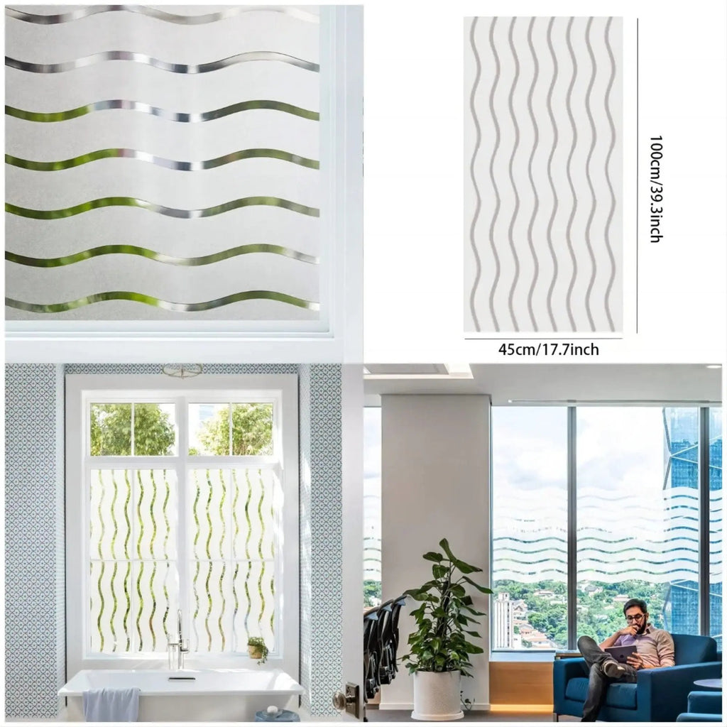 3D Glass Privacy Window Film, Decorative Frosted Window Vinyl for Office & Home, Self Adhesive Non Sticky Glass Stickers - IconiQa
