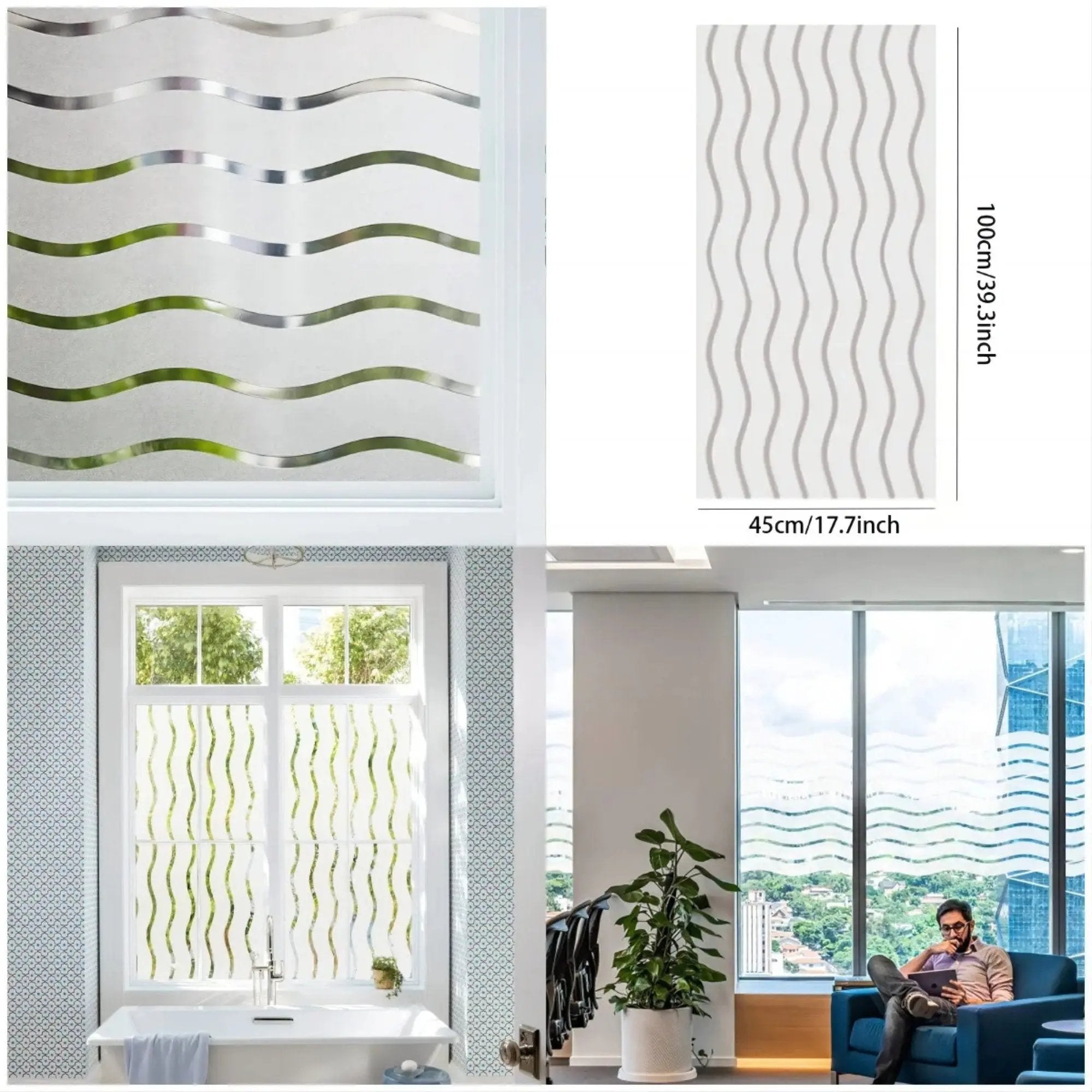 3D Glass Privacy Window Film, Decorative Frosted Window Vinyl for Office & Home, Self Adhesive Non Sticky Glass Stickers - IconiQa