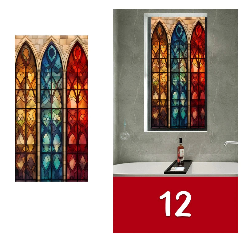 Vintage Church Stained Glass Film | Church Window Design for Privacy & Decor