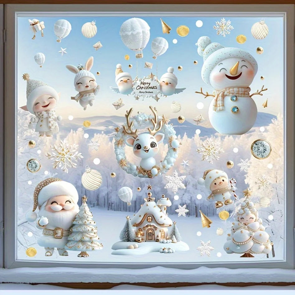 Christmas Window Stickers – Snowflakes, Santa, Reindeer & Tree Designs | Festive Window Decorations