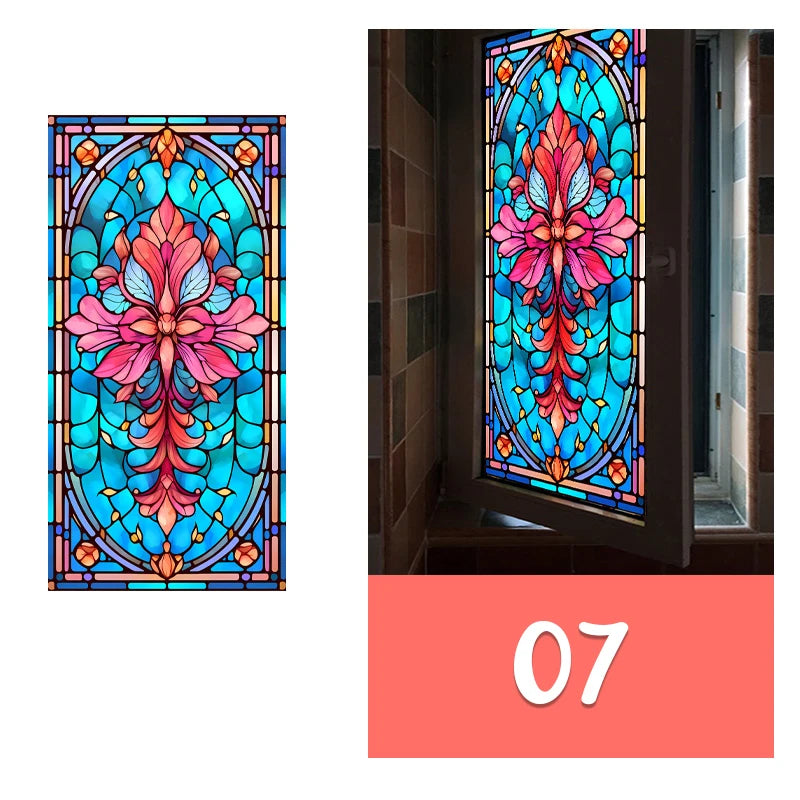 Vintage Church Stained Glass Film | Church Window Design for Privacy & Decor
