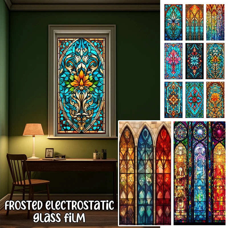 Vintage Church Stained Glass Film | Church Window Design for Privacy & Decor