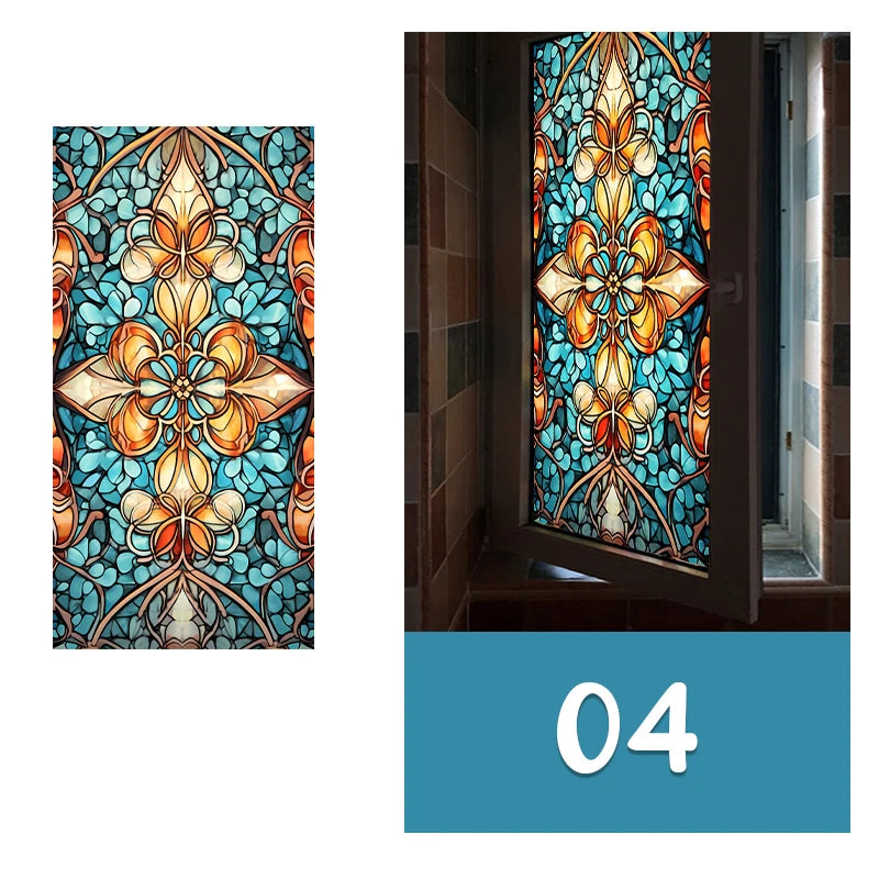 Vintage Church Stained Glass Film | Church Window Design for Privacy & Decor