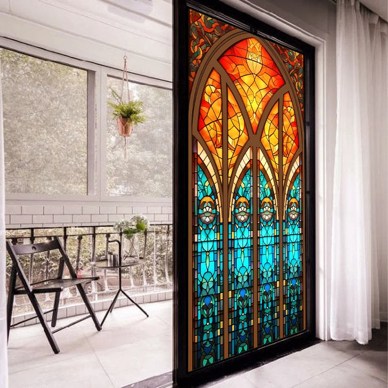 Vintage Church Stained Glass Film | Church Window Design for Privacy & Decor