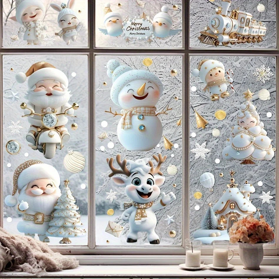 Christmas Window Stickers – Snowflakes, Santa, Reindeer & Tree Designs | Festive Window Decorations