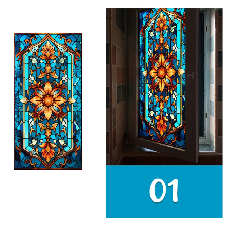 Vintage Church Stained Glass Film | Church Window Design for Privacy & Decor
