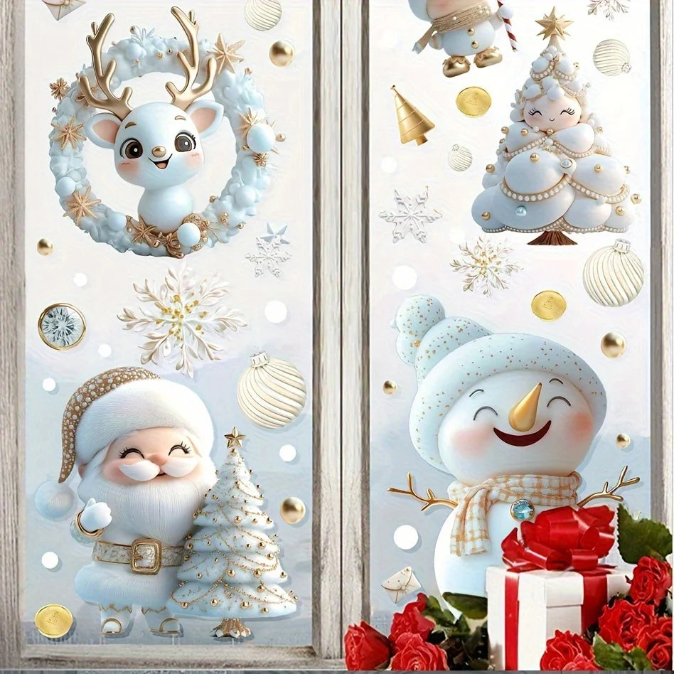 Christmas Window Stickers – Snowflakes, Santa, Reindeer & Tree Designs | Festive Window Decorations