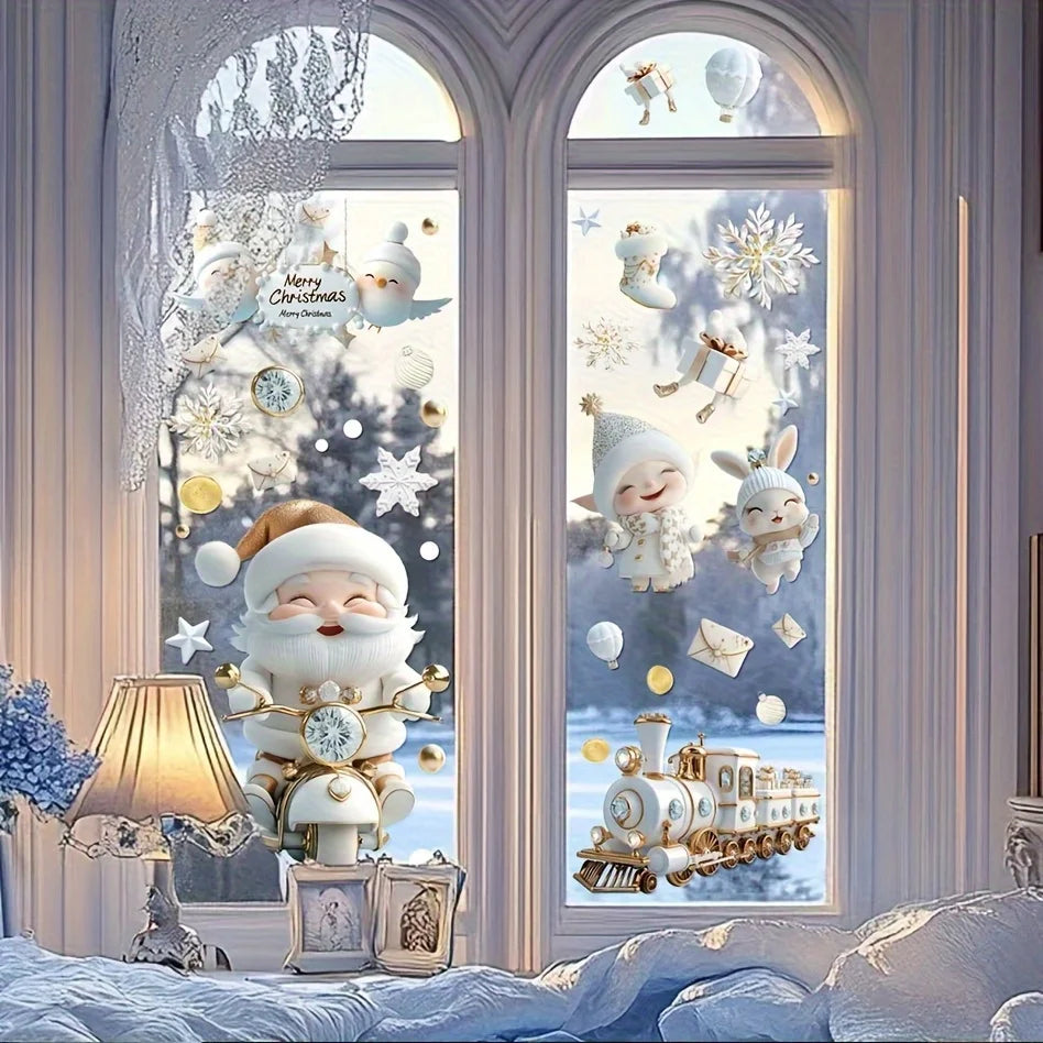 Christmas Window Stickers – Snowflakes, Santa, Reindeer & Tree Designs | Festive Window Decorations
