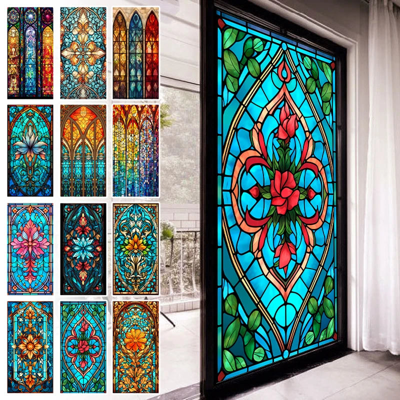 Vintage Church Stained Glass Film | Church Window Design for Privacy & Decor