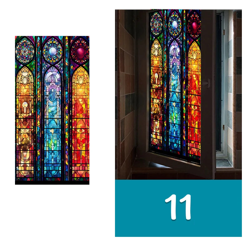 Vintage Church Stained Glass Film | Church Window Design for Privacy & Decor