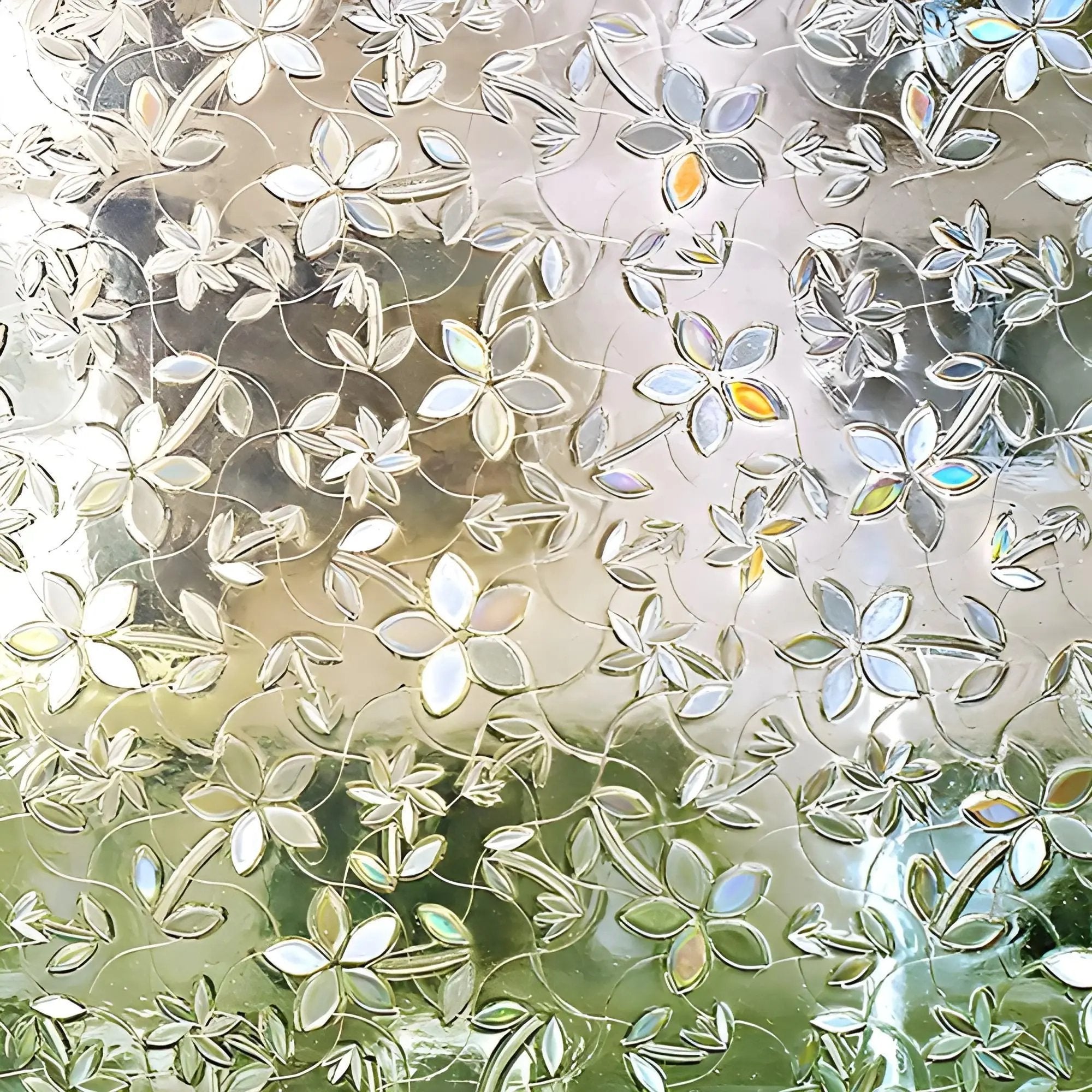 Rainbow Decorative Window Privacy Film – Static Cling, Non-Adhesive Glass Sticker for UV & Heat Control, Removable Stained Glass Decal